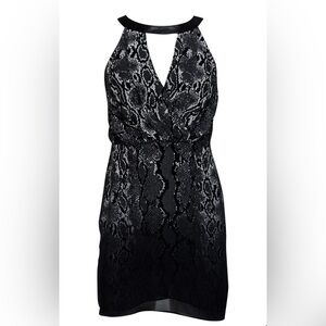 Parker Snakeskin Print Mini Silk/Leather Dress